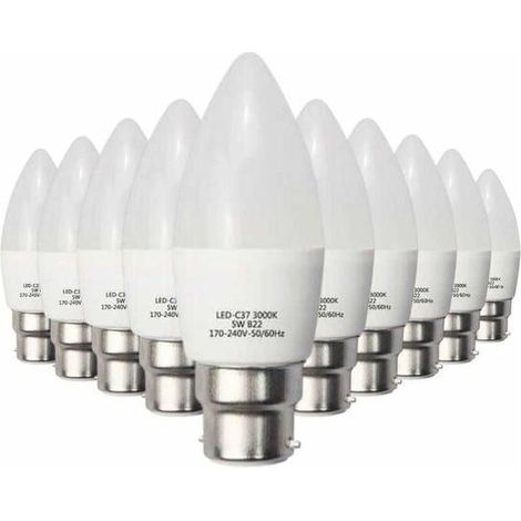 Ampoule B22 LED 6W 220V C37 180° - Pack de 10 / Blanc Chaud - SILUMEN (SKU produit : 92866991 SKU Offre : B2214) (1/4)
