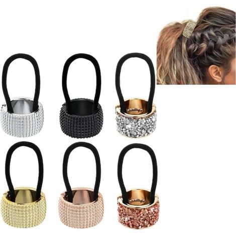 6 Bijoux Cheveux Elastique Cheveux Décoré de Strass Attache-queue de Cheval en Métal Exquis Chouchou Cheveux Accessoires Cheveux Pour Femmes et Filles (1/5)