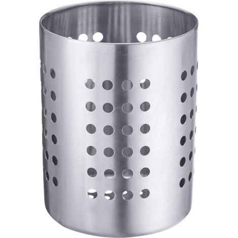Besteck-Abtropfgestell/Utensilienhalter, rund, Durchmesser: 10 cm, Höhe: 13 cm, Edelstahl, Silber