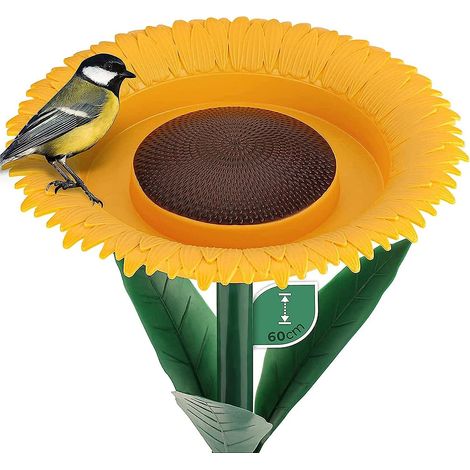Mangeoire extérieure pour oiseaux sauvages en forme de tournesol avec support