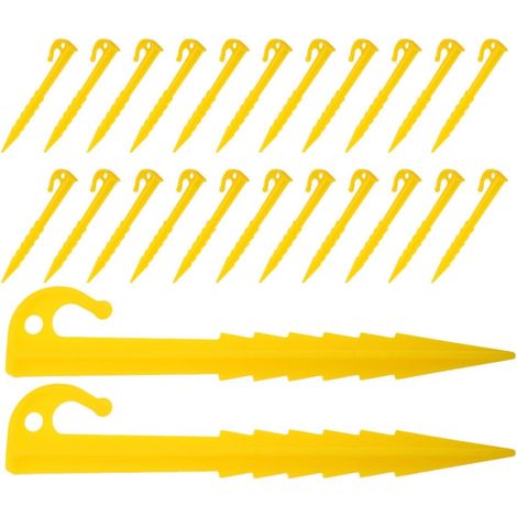 24pcs Piquets de Tente Plastique Jaunes légers et dentelés pour Jardin et Camping extérieur résistants Vent (1/5)