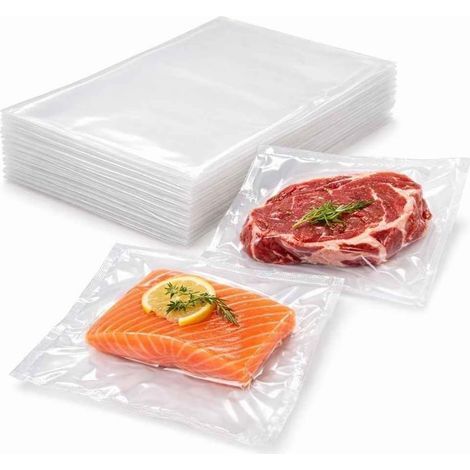 Packung mit 100 vakuumversiegelten Lebensmittelbeuteln 15x25cm – Professionelle, hochdichte, glatte BeutelPA/PE – Für alle Vakuumiergeräte – Ideal für Lagerung und Gefrierung (1/5)