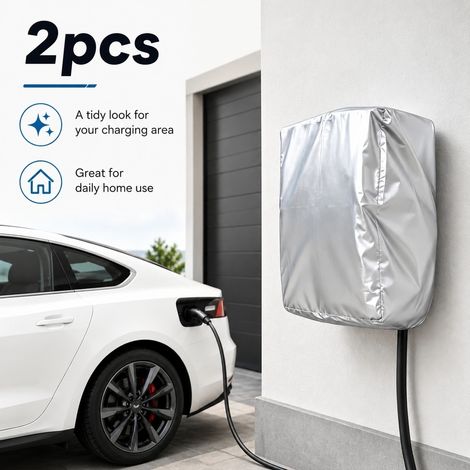 2 couvertures pour bornes de recharge EV, couvertures protectrices argentées pour chargeurs muraux, utilisation dans garage et allée de voiture. (1/5)