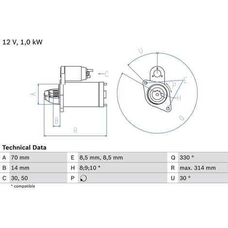 Démarreur BOSCH 0 986 018 570 MERCEDES-BENZ 004 151 85 01 004 151 85 01 80 (1/2)