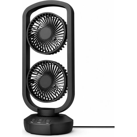 Ventilador de mesa de 40 cm – Oscilación de 105° – 3 modos – Temporizador – Conexión USB-C – Portátil – Negro (1/4)
