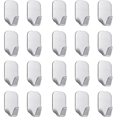 Petits crochets autocollants en acier inoxydable pour suspendre des objets, paquet de 20 (1/5)
