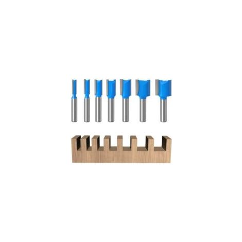 7-teiliges 8-mm-Schaft-Holzfräser-Set, gerade Fräser, Doppelnutfräser, Kopierfräser, für die Holzbearbeitung (7) - Crezuo (1/4)
