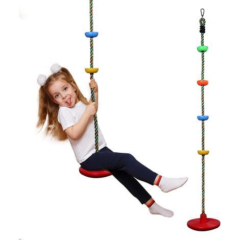 Kinderscheibenschaukel mit Kletterseil, untere Scheibenschaukel (1/5)