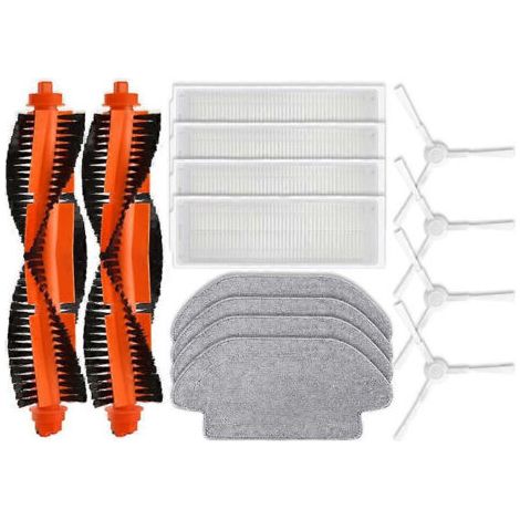 Pièces de rechange pour aspirateur robot Xiaomi S10 S12 B106GL : brosse principale, filtre HEPA et serpillière.
