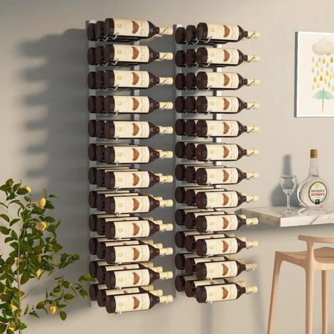 vidaXL Weinregal für die Wand 36 Flaschen 2 Stück Weiß Eisen