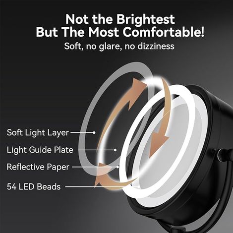Nicesail Wall Makeup Mirror - 5x Magnifying Mirror - Black - 3 Light Colours - Telescopic - Bathroom - Double Sided - Diameter 20 cm (1/4)