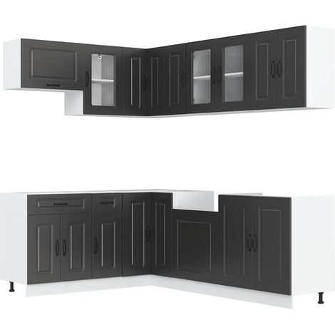 Maison Exclusive - Set Mobili da Cucina 11 pz Kalmar Neri Legno Multistrato (1/5)