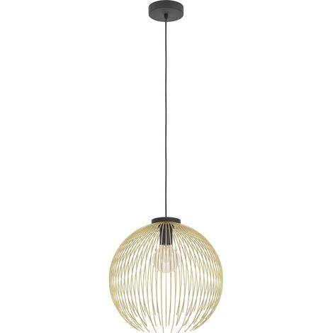 Sospensione Industrial-Nordico Acciaio Nero E Oro 1 Luce E27 D.40Cm