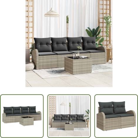 Terrassensofa - Gartensofa-set Hellgrau 55 x 55 x 37 cm Poly-Rattan (1/5)