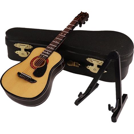 Guitar - Bois Naturel - Décoration Intérieure pour Chambre d'Adolescente - Ornement de Bureau ou Étagère - 1 Pièce (1/5)