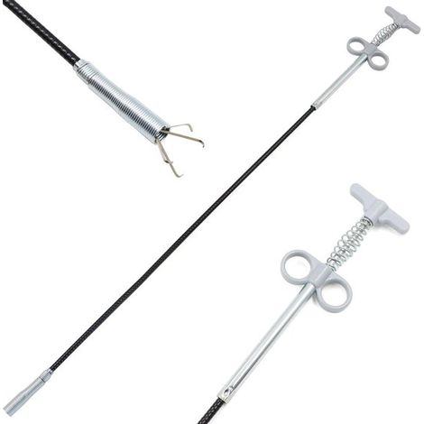 Flexibles Rohrreinigungswerkzeug mit Greifer (Federdrucksystem), 4-Backen-Multifunktionswerkzeug für Küche, Bad und Arbeitsplatte – 90 cm, 1 Stück (1/5)