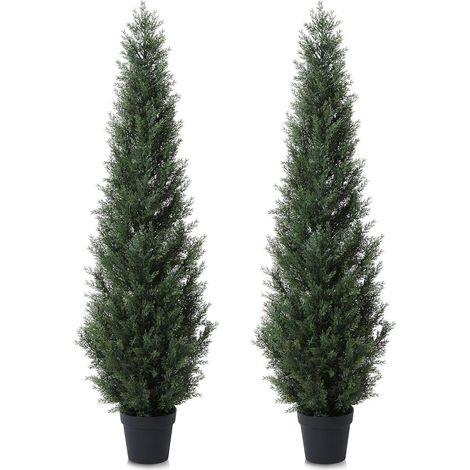 Arbre artificiel cèdre 155 cm réaliste pour extérieur, lot de 2 (1/5)
