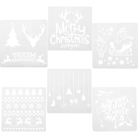 12 pochoirs à motifs de Noël pour dessin, peinture et décoration photo-13x13cm-White