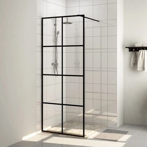 Paroi de douche,Paroi pour baignoire avec verre ESG transparent 80x195 cm Noir -Q4555 (1/5)