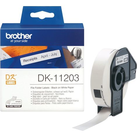 Brother DK11203 Rotolo di etichette 17 x 87 mm Carta Bianco 300 pz. A tenuta permanente Etichetta per cartelle archivio