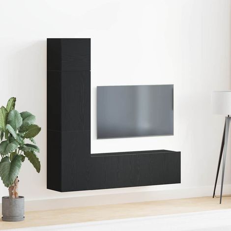 Set mobile TV 4 pz Rovere Nero Legno ingegnerizzato vidaXL (1/5)