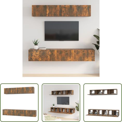 Holzwerkstoff -  5-tlg. TV-Schrank-Set Räuchereiche Holzwerkstoff (1/5)