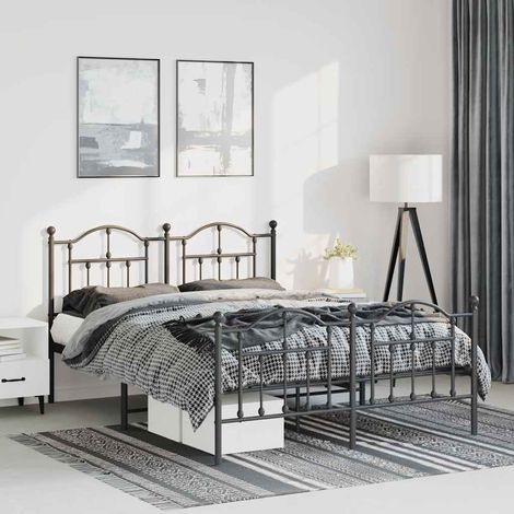Estructura cama sin colchón con estribo metal negro 135x190 cm vidaXL (1/5)