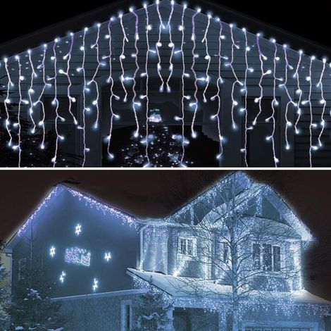 Lumineux Extérieur 5M 216 LED, Rideau Lumineux Intérieur, Rideau Lumineux Étanche, Chaîne Lumineuse de Jardin pour Salle de Décoration Intérieure et Extérieure pour Noël, Mariage, Fêt (1/4)