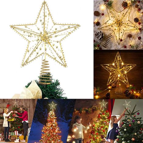 Étoile de Noël avec guirlande lumineuse LED scintillante pour décorer votre sapin et votre maison. (1/5)