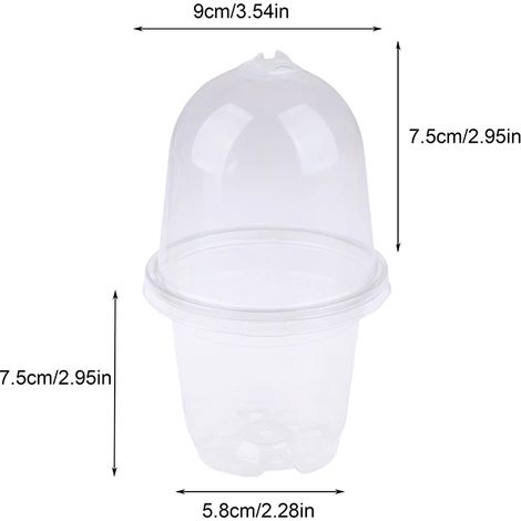 (Transparent) Lot de 5 pots de pépinière transparents avec couvercle, dômes de semis en plastique PET pour le repiquage et le transport des plantes. (1/4)