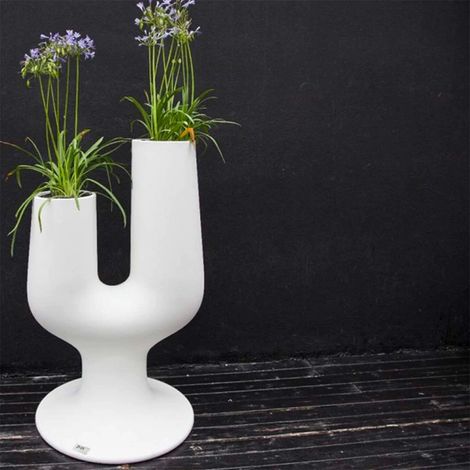 Macetero macetero 2 agarraderas diseño moderno h126cm Cactus - Blanco (1/5)
