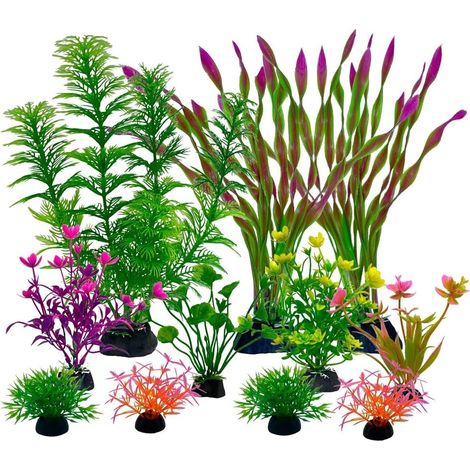 11 Pièces Plantes Artificielles pour Aquarium et Terrarium, Décoration Aquatique Verte-AUTRES (1/3)