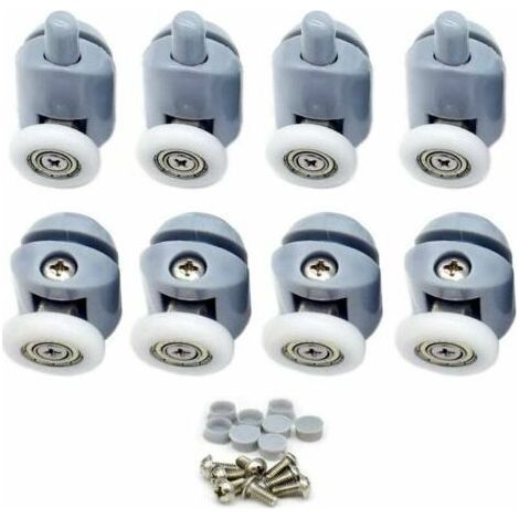 BUNTHAUS Roulettes pour parois de douche Lot de 8 roulettes pour portes de douche coulissantes, diamètre 25 mm. (1/4)