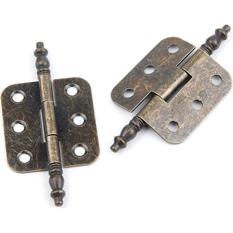 cerniere antiche, 70 x 35 mm, cerniera per anta di mobile vintage, 6 fori, cerniere retrò, pieghevoli, cerniera decorativa, ferro, cerniera per anta di mobile antico con 24 viti per cassetti, angolate