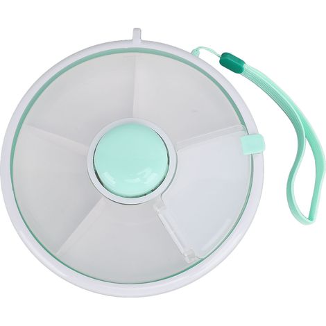 Récipient rotatif avec couvercle, distributeur à 5 compartiments, étanche, anti-déversement, paquet de fruits pour enfants pour le déjeuner, vert séché (1/5)