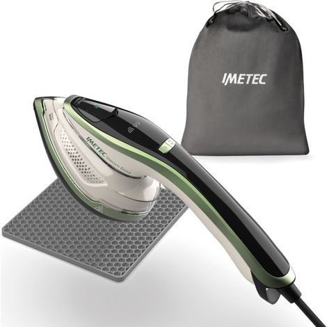 Imetec Steam Easy, ferro da stiro portatile verticale, stira in verticale e orizzontale, piastra ceramica, tripla regolazione di vapore e temperatura, display digitale, pronto in 30pollici, 1200 Watt