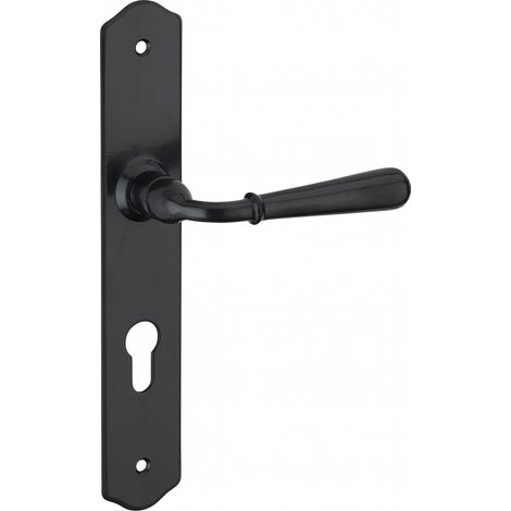 Thirard – Ensemble de poignées pour porte d'entrée Charon – Acier patiné – Trou de cylindre – Carré 7mm – Entr'axes 195mm
