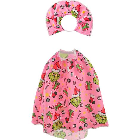 Disfraz navideño del Grinch para estatua de ganso de jardín, conjunto estampado rosa con sombrero, decoración navideña para patio y entrada. (1/5)