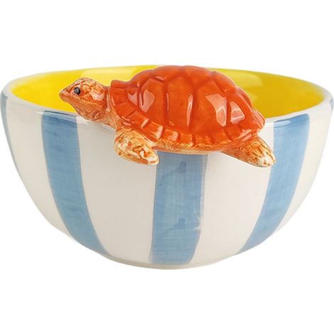Ciotola decorativa a forma di tartaruga in ceramica blu, design nautico, perfetta per l'arredamento della casa, regalo originale e unico.