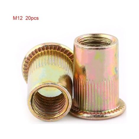QORVA-Écrou à rivet plat fileté en acier au carbone M3-M12 (M12 x 20 pièces)