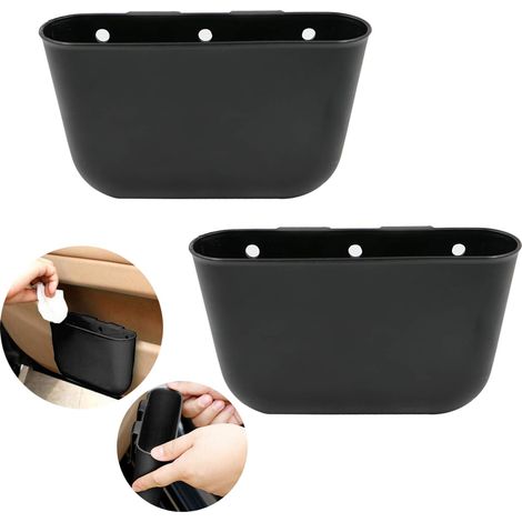 Poubelle Pour Petite Voiture (2 Pcs), Mini Poubelle En Plastique Poubelle De Stockage Des Véhicules à Moteur De Stockage, Boîte De Rangement Suspendue, Facile à Nettoyer, Couleur : Noir (1/5)