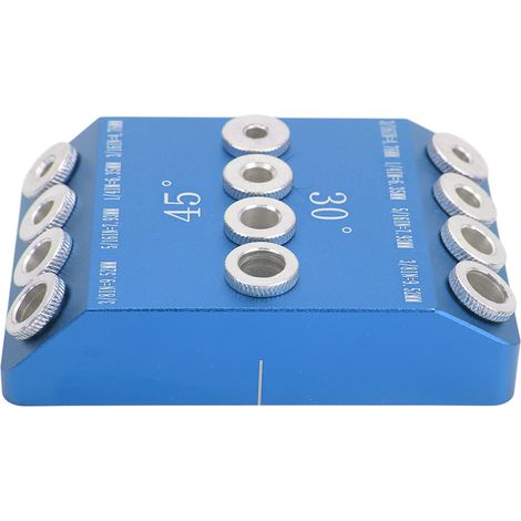 Gabarit de perçage pocket hole 4 tailles, haute dureté, portable, utilisation simple, angles 30 45 90 degrés, bleu (1/5)