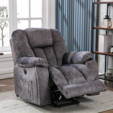 Power Massage Lift Recliner Chair Armchair Sofa with Heat & Vibration, Dark grey