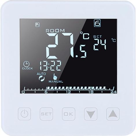 Programmable Thermostat 16A Digital LCD Screen Electric Heating Thermostat Ambient Temperature Controller (1/5)