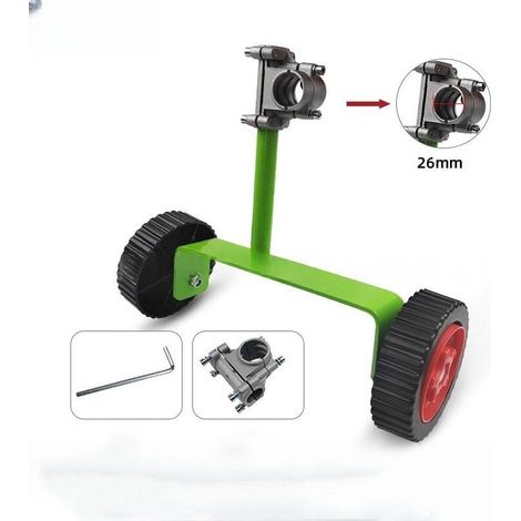 Roue de support réglable pour débroussailleuses 28 mm et 26 mm (compatible avec les débroussailleuses thermiques et électriques) - Verte