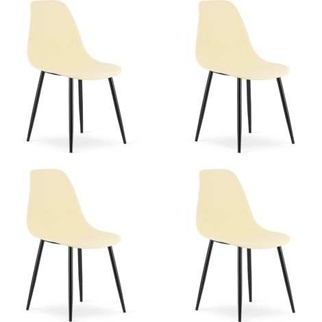 Silla WAT color crema / patas negras x 4 (1/5)
