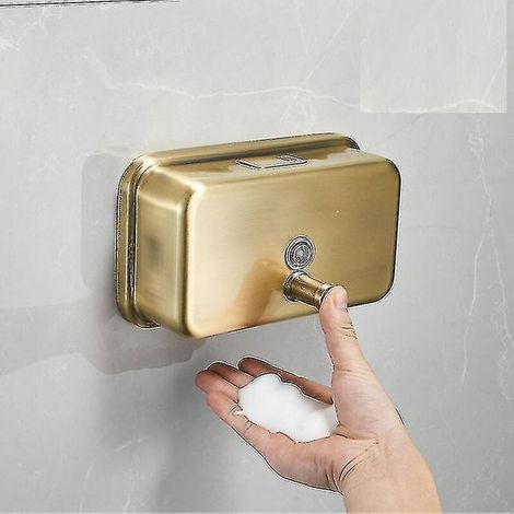 Distributeur de savon mural 1000 ml en acier inoxydable, couleur bronze (1/3)