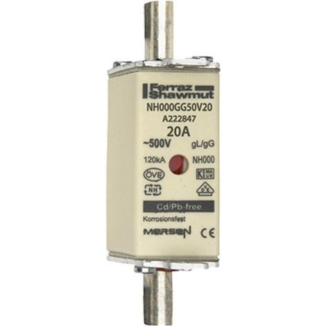 MERSEN FUSIBLE NH-ZERO NH000GG50V20 - TAILLE 000-20 A AC500 V - FUSIBLE NH 4086500083053 A222847