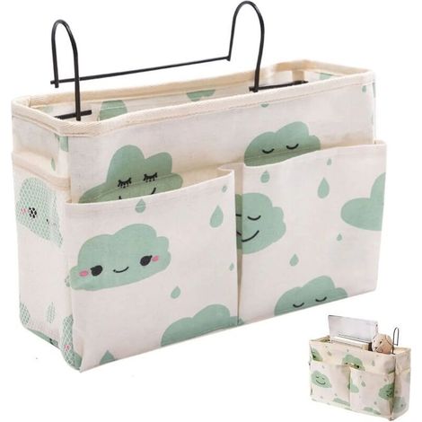 1 Poche de Rangement de Chevet, Poche de Chevet Suspendue de Grande Capacité, Organisateur de Rangement Suspendu de Chevet Multifonction pour Lit Superposé de Dortoir d'école, Rails de (1/5)