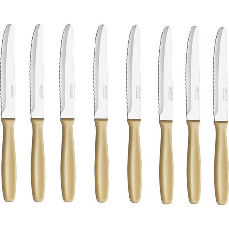 Arcos Set di coltelli da tavolo, 8 pezzi, coltelli da tavolo, lama seghata in acciaio inox NITRUM, manico in polipropilene, lavabile in lavastoviglie, colore crema (105 mm) (705300) (1/3)